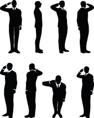 businessman silhouette in saluting