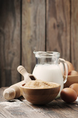 ingredient for baking on the vintage table