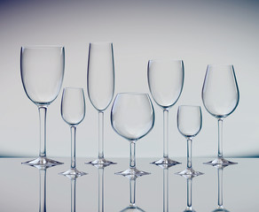 Set of various wine glasses