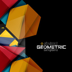 Fototapeta premium Textured paper geometric shapes on black
