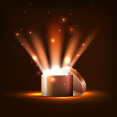 vector ,golden box of light and sparks,