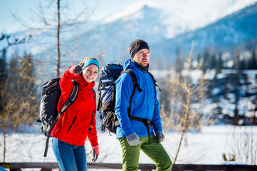 Young couple on a hike