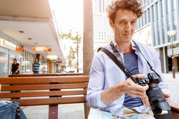 Male photographer taking picture