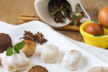 Cream and pastries, typical Christmas sweets in Spain