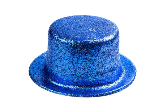 Blue glitter party hat isolated on white
