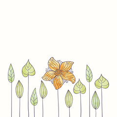 Vector watercolor flower border. Hand draw floral illustration