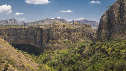 Fototapeta na wymiar Rocky landscape of canyon in Isalo National Park, Madagascar, Africa.