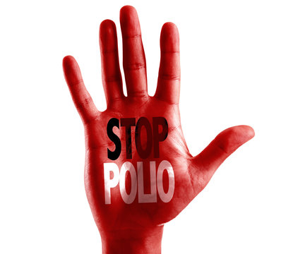 Stop Polio written on hand isolated on white background