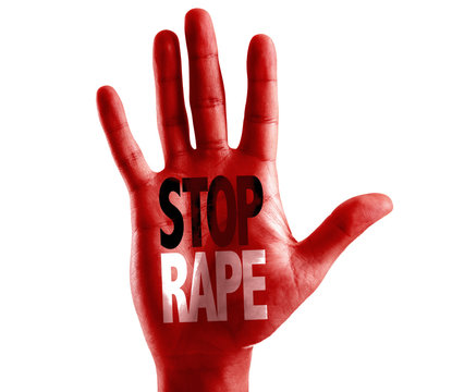 Stop Rape written on hand isolated on white background