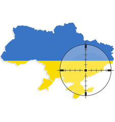 Ukrainische Flaggen Karte mit Fadenkreuz