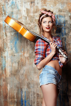 pretty girl with guitar