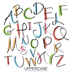Black colorful alphabet uppercase letters.Hand drawn written wit