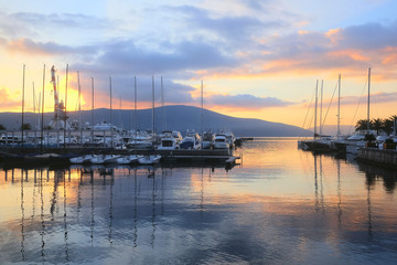 Landscape with the image of a Tivat harbour