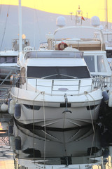 Fototapeta premium Landscape with the image of a Tivat harbour
