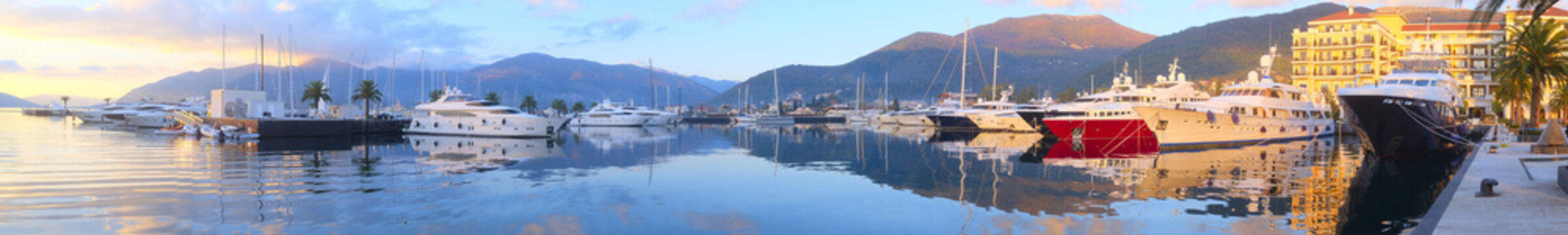 Panorama with the image of a Tivat harbour