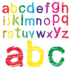 Conceptual sketch colorful child font collection