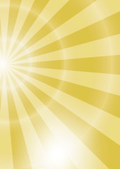 golden abstract background with radial rays - vector