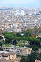 Fototapeta na wymiar view of the city of Rome from the dome of St. Peter's Basilica