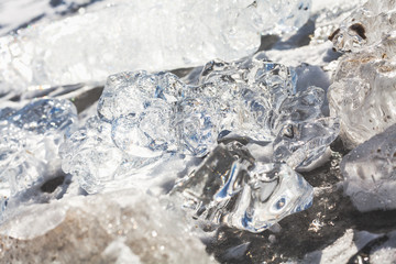 Piece of clear ice abstract form