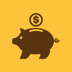 The moneybox icon. Cash and money, wealth, savings symbol. Flat