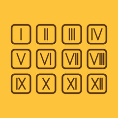 Set Roman numerals 1-12 icon