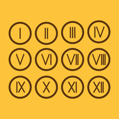 Set Roman numerals 1-12 icon