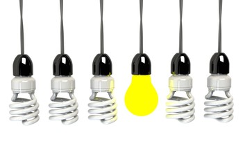 Inspiration concept illuminated light bulb metaphor for good idea