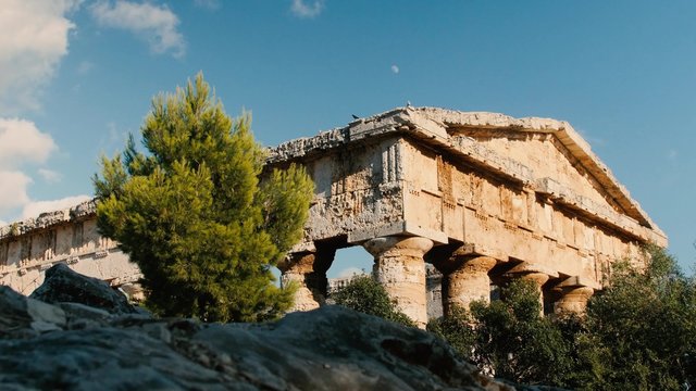 Static shot of Segesta Greek temple in Sicily. Italy
