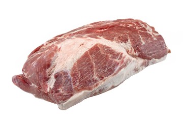 Big Fresh Raw Pork Loin Chop Isolated On White
