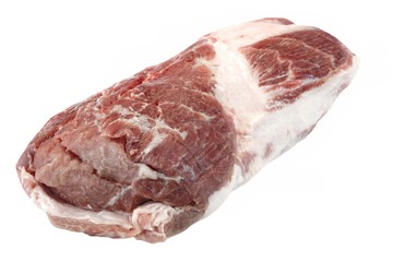Big Fresh Raw Pork Loin Chop Isolated On White