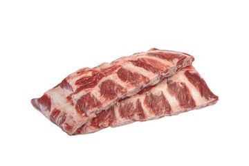 Beef Meat. Raw Black Angus Marbled Beef Ribs Isolated