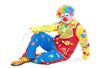 Portrait of a clown isolated on white background