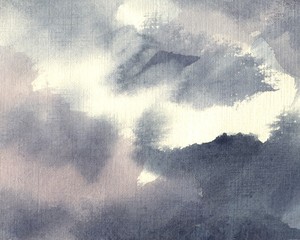 Sky, clouds, background. Watercolor painting  - 97653580