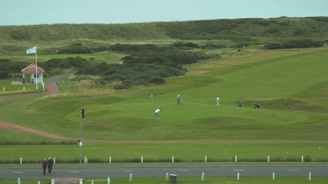 Golf field in Scotland on the Irish Sea Coast