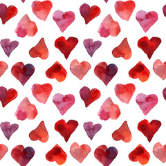 Seamless hearts watercolor pattern