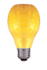 Light bulb made out of a pear - concept of green energy, isolate