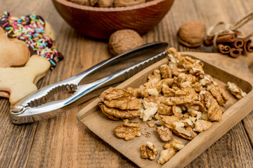Walnut on table