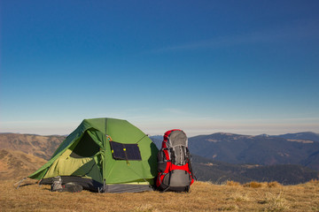 Hiking in the mountains.