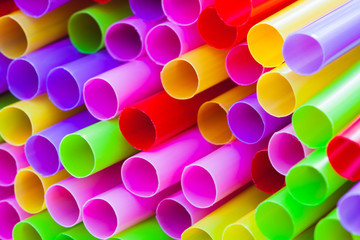Closeup drinking straws  of colorful