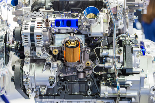 Close up of car engine