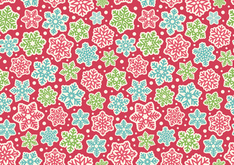 Bright Fun Seamless Christmas Winter Pattern with Snowflakes Iso