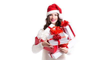 Beautiful happy woman and gift.