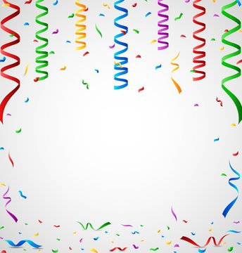 Colorful confetti on white background