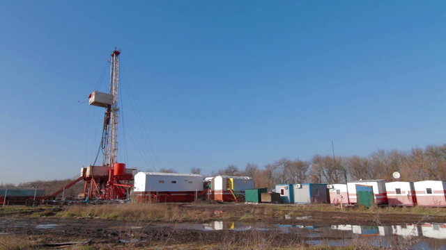 Oil drilling rig in field