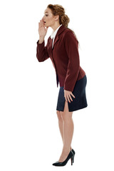 Fototapeta premium Businesswoman spreading gossips