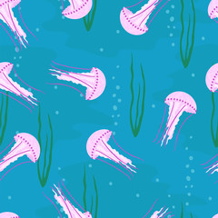 Jellyfish. Seamless background