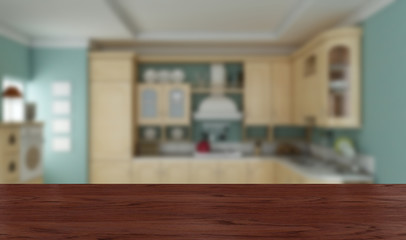 Wood table in the kitchen background for your artwork