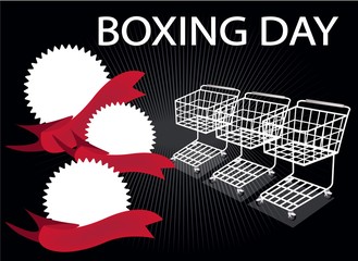 Shopping Carts and Banners on Boxing Day Background
