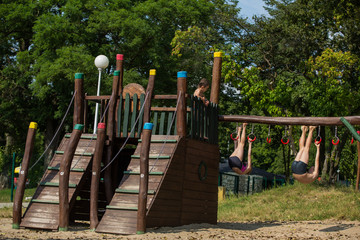 Fototapeta premium kids on the playground, happy children