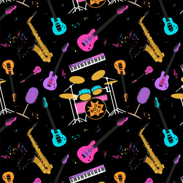 Musical instruments seamless pattern